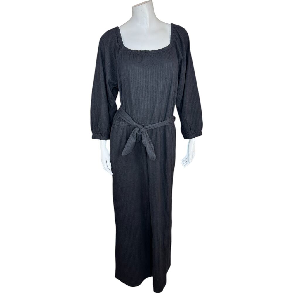 Anybody DayDreamer‎ Knit 3/4 Sleeve Tie Waist Jumpsuit Black Large Spring Casual